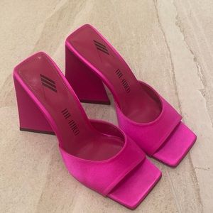 The attico devon mules heeled sandals pink 4.5” high heels
